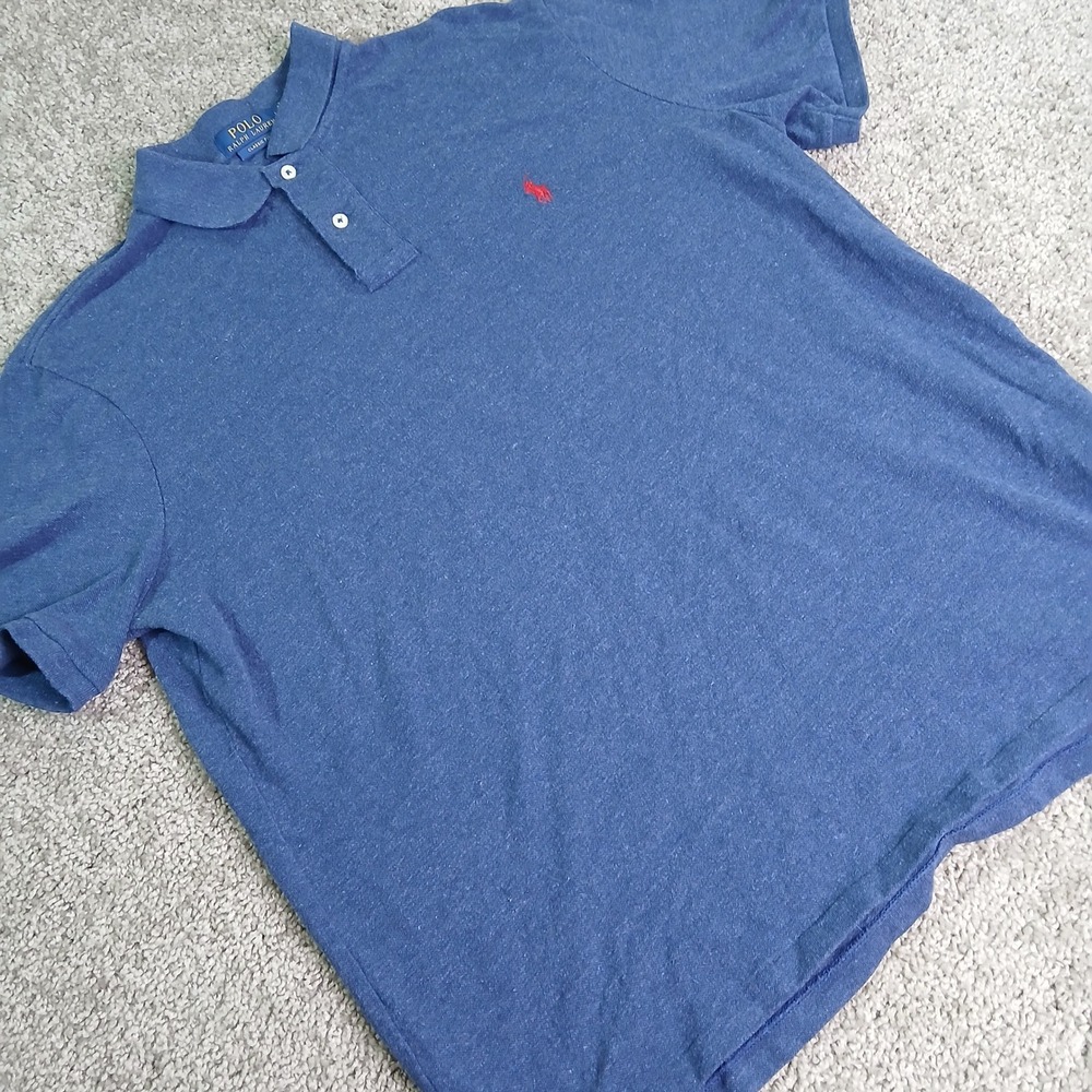 Polo Ralph Lauren Mens Blue Classic Fit Short Sleeve Pique Polo Shirt Large